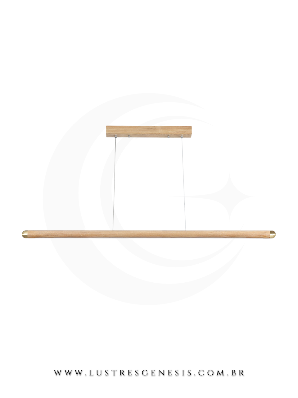 Lumin&aacute;ria Pendente Linear Madeira 120cm Retangular para Sala de Jantar e &Aacute;rea Gourmet 